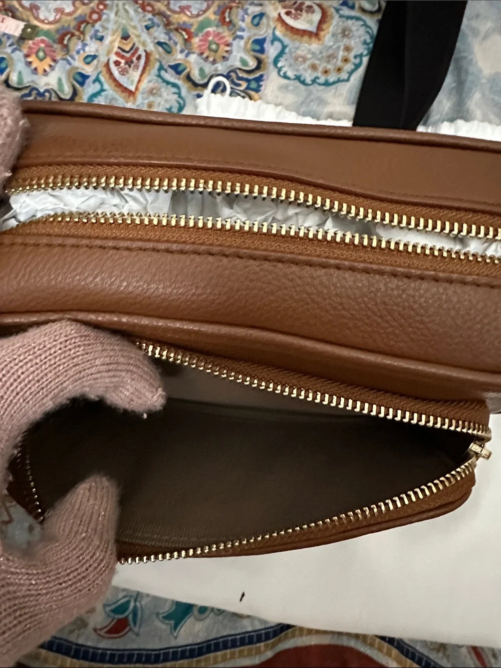 Furla Brown Pebbled Leather Messenger with Black Strap